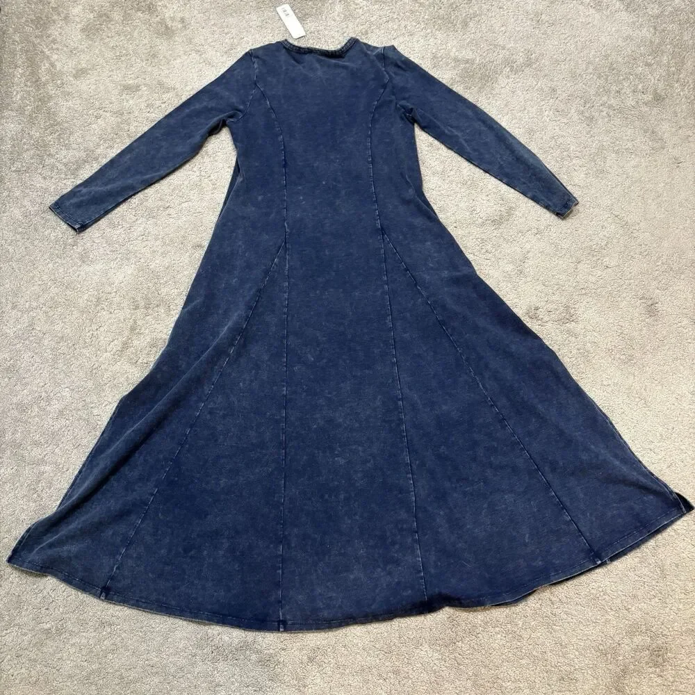 Soft Surroundings Janet Knit Denim Maxi Dress Size M